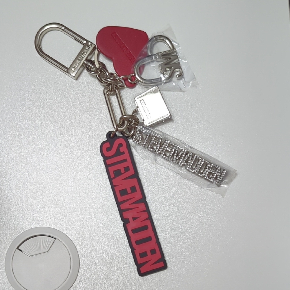 Steve Madden Keychain with Red and Silver Accents